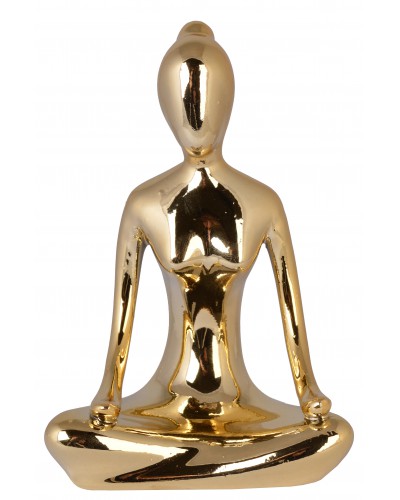 Figurka Kobieta Yoga Ceramiczna Ozdoba Złota