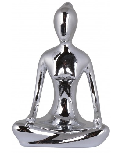 Figurka Kobieta Yoga Ceramiczna Ozdoba Srebrna