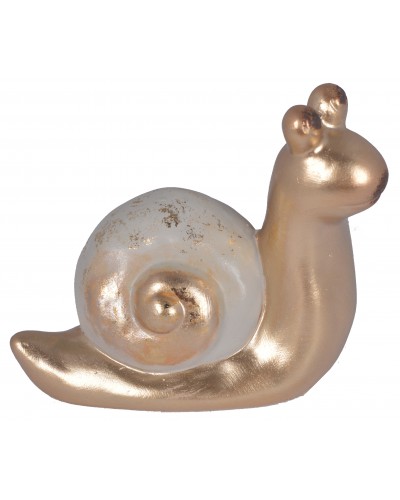 Ślimak Figurka Ceramiczna Ogrodowa Złota Mała