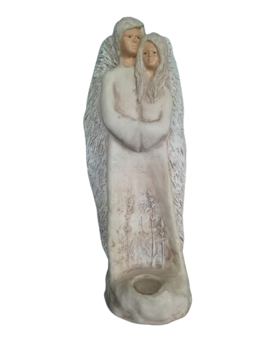 Anioł Aniołek Para Ceramiczny Biały Figurka