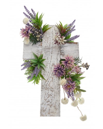 Krzyż Stroik Sztuczne Kwiaty Na Grób Cmentarz