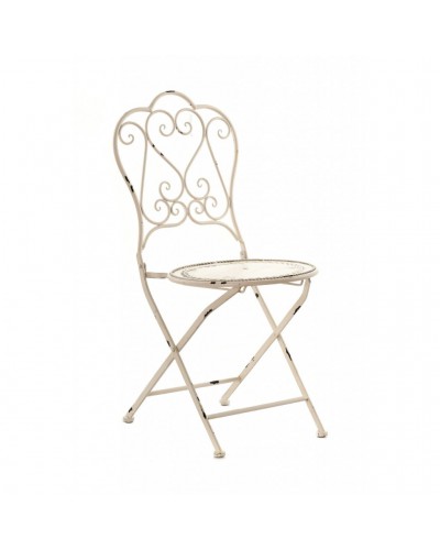 Krzesło Metalowe Rozkładane Antyczna Biel
